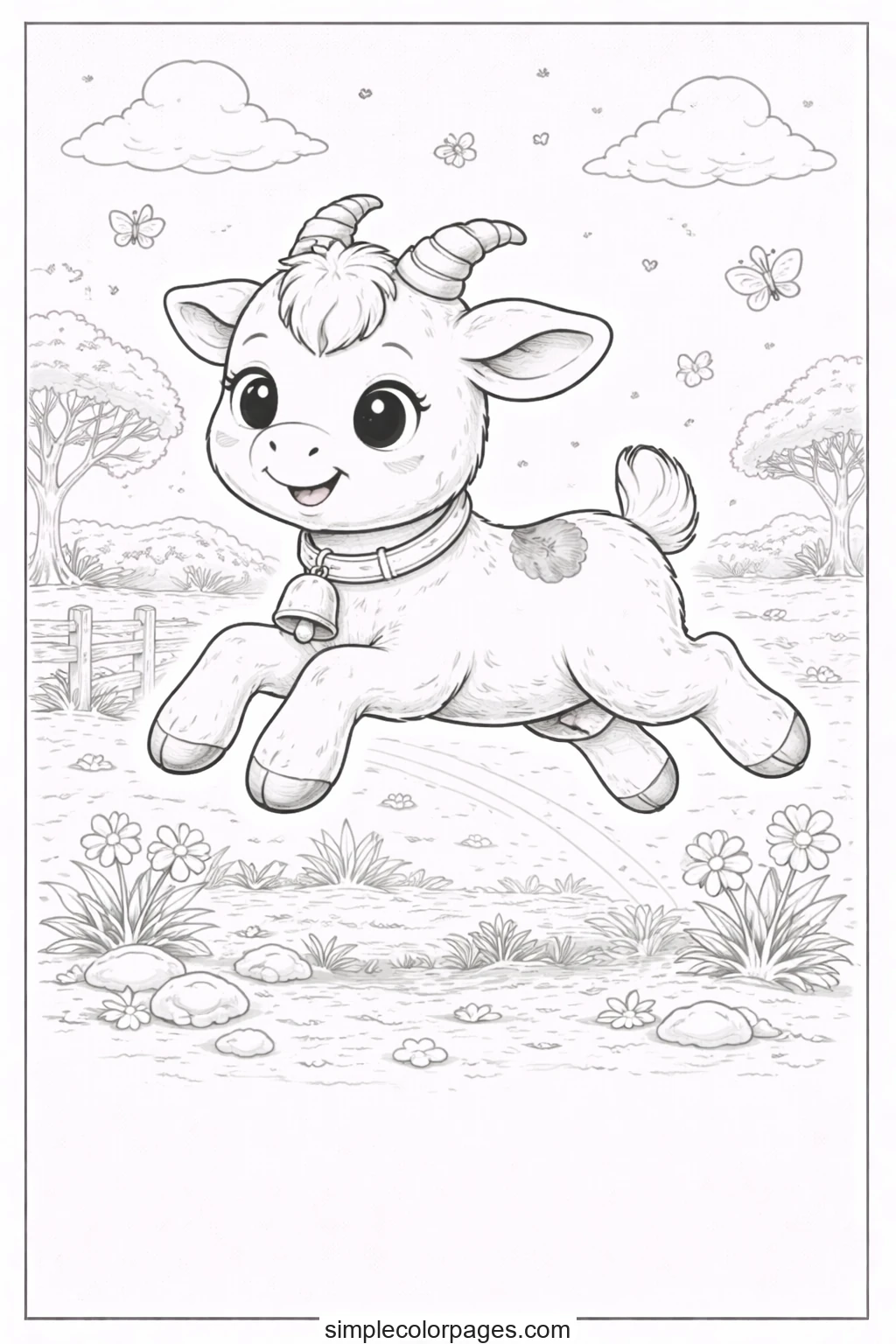 Preview of Goat Jumping Coloring Page