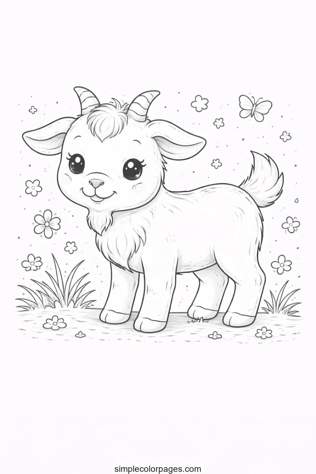 Preview of Goat Standing Coloring Page
