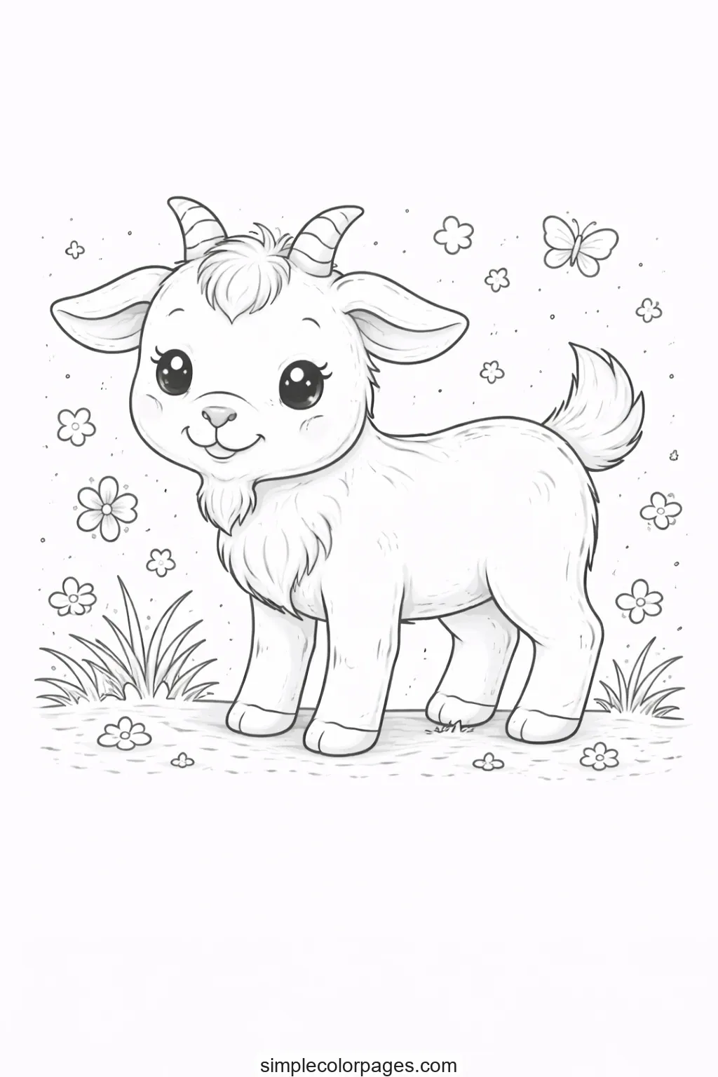 Preview of Goat Standing Coloring Page