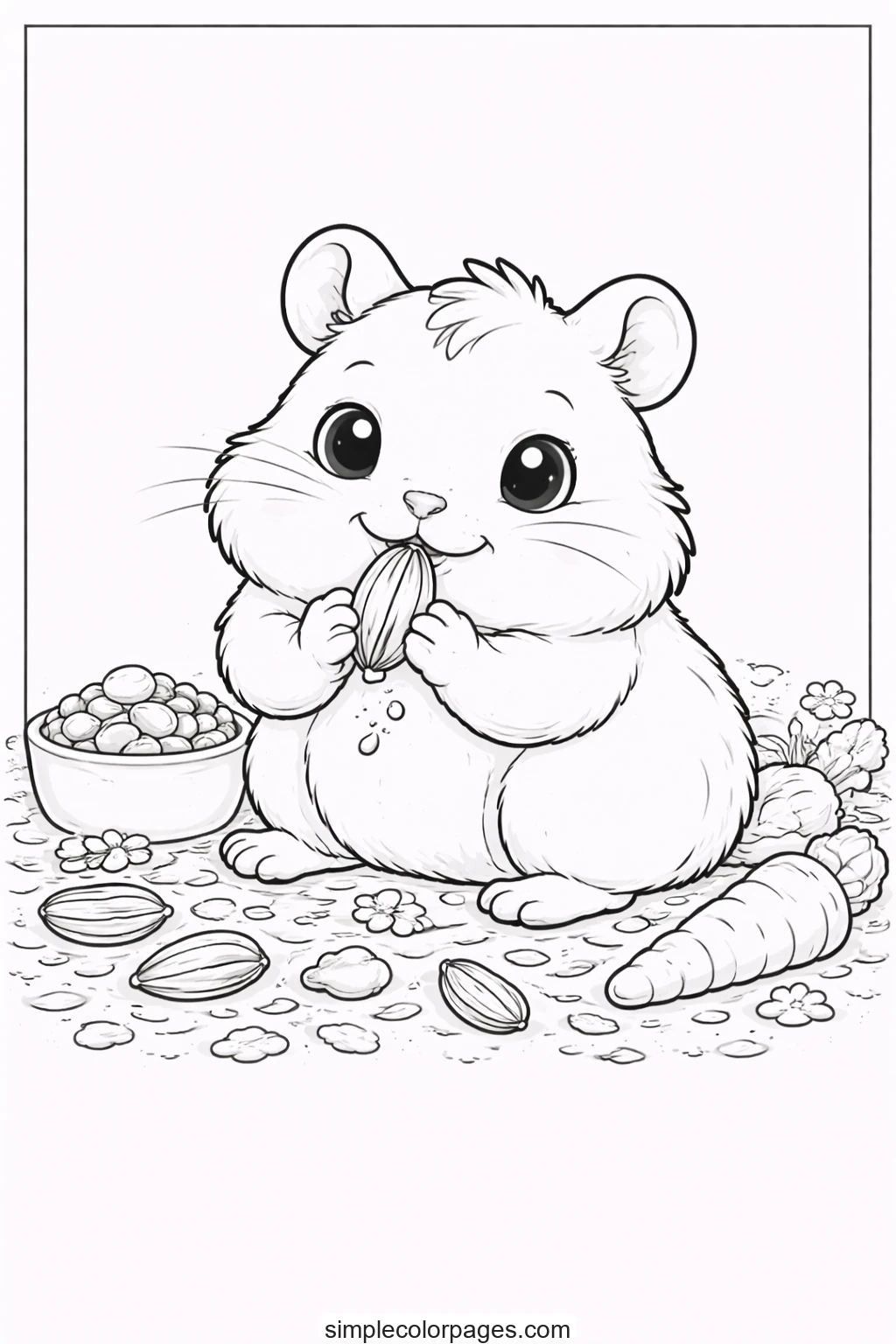 Preview of Hamster Eating Coloring Page