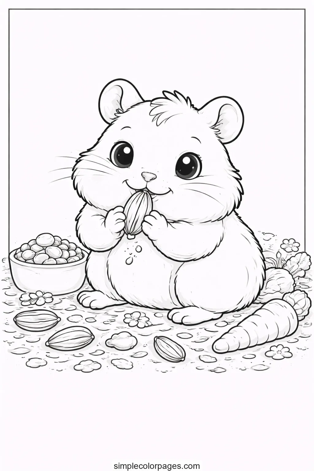 Preview of Hamster Eating Coloring Page
