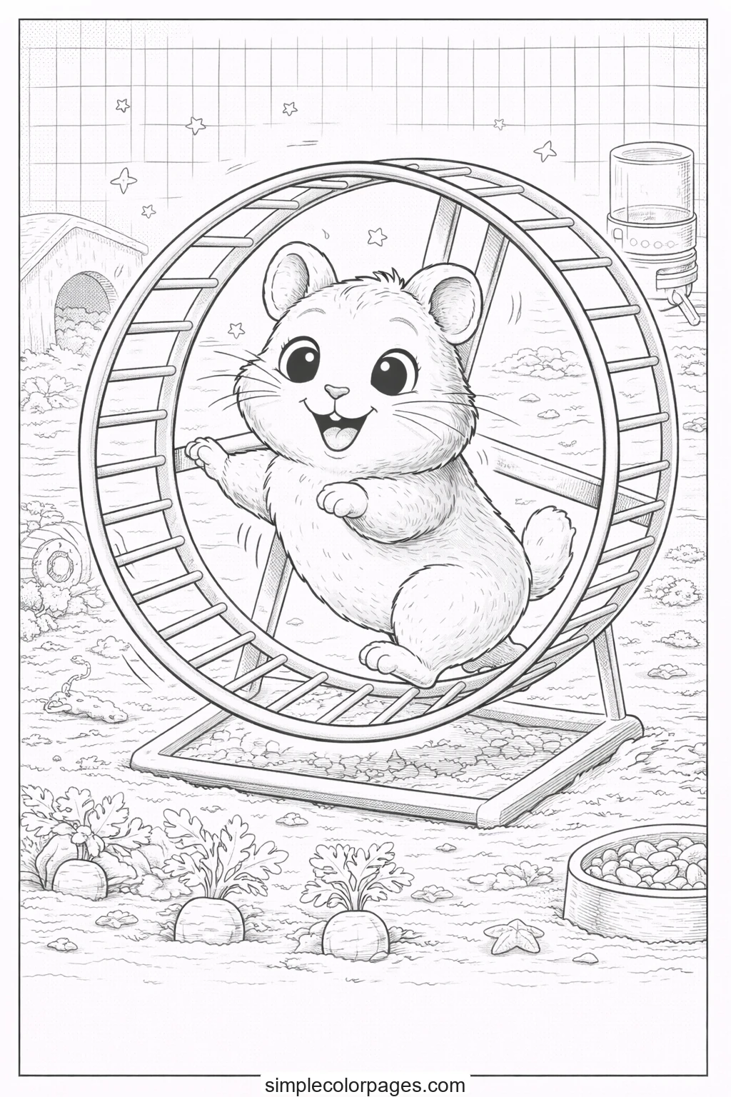Preview of Hamster Wheel Coloring Page