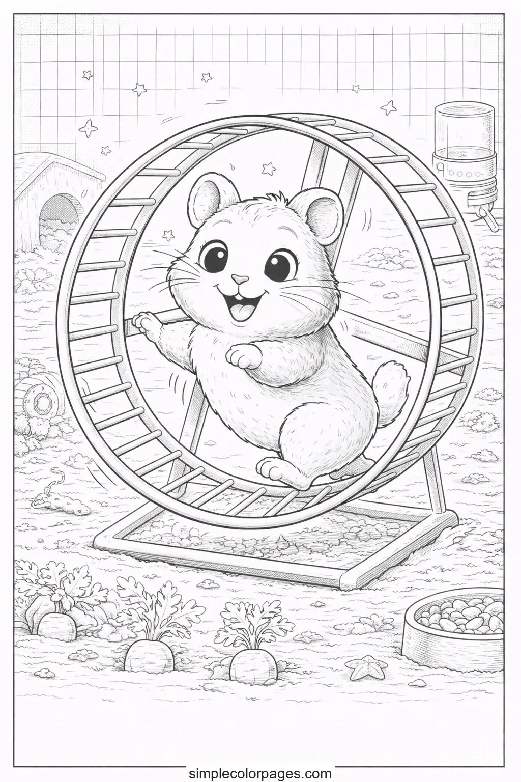 Preview of Hamster Wheel Coloring Page