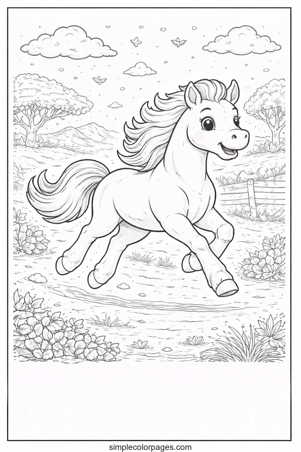 Preview of Horse Galloping Coloring Page