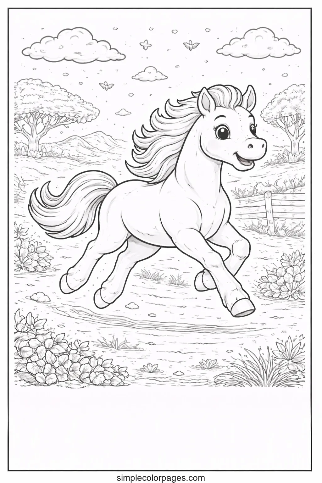 Preview of Horse Galloping Coloring Page
