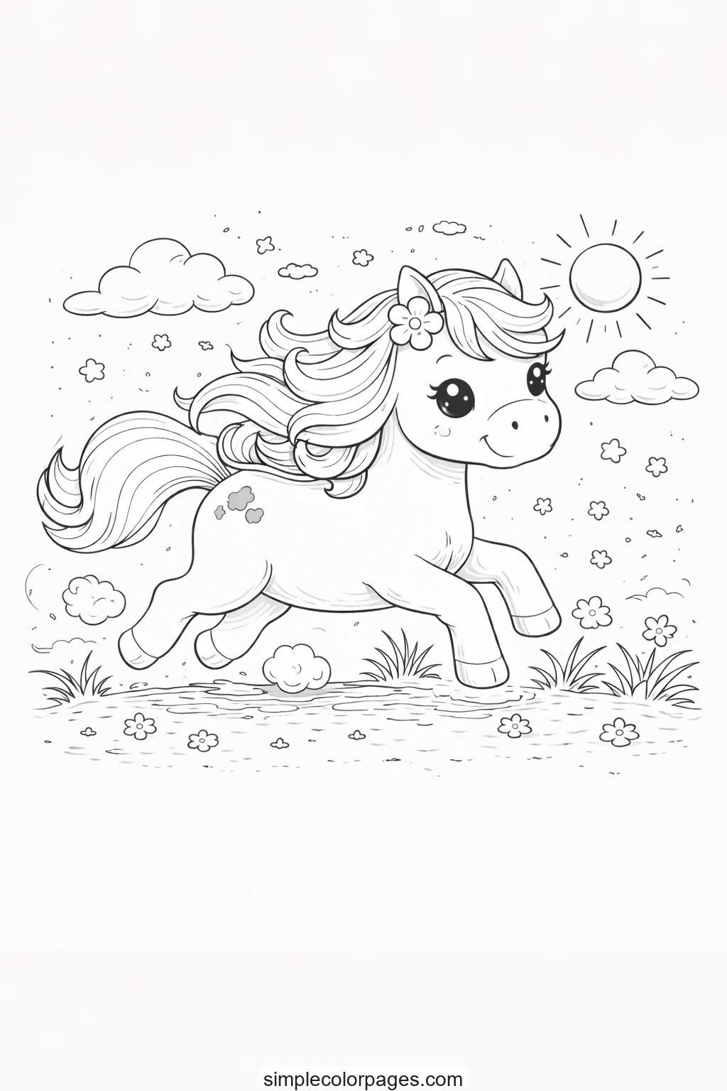 Preview of Horse Running Coloring Page