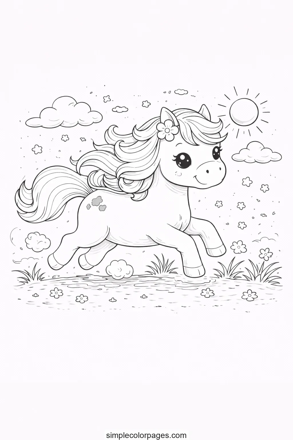 Preview of Horse Running Coloring Page