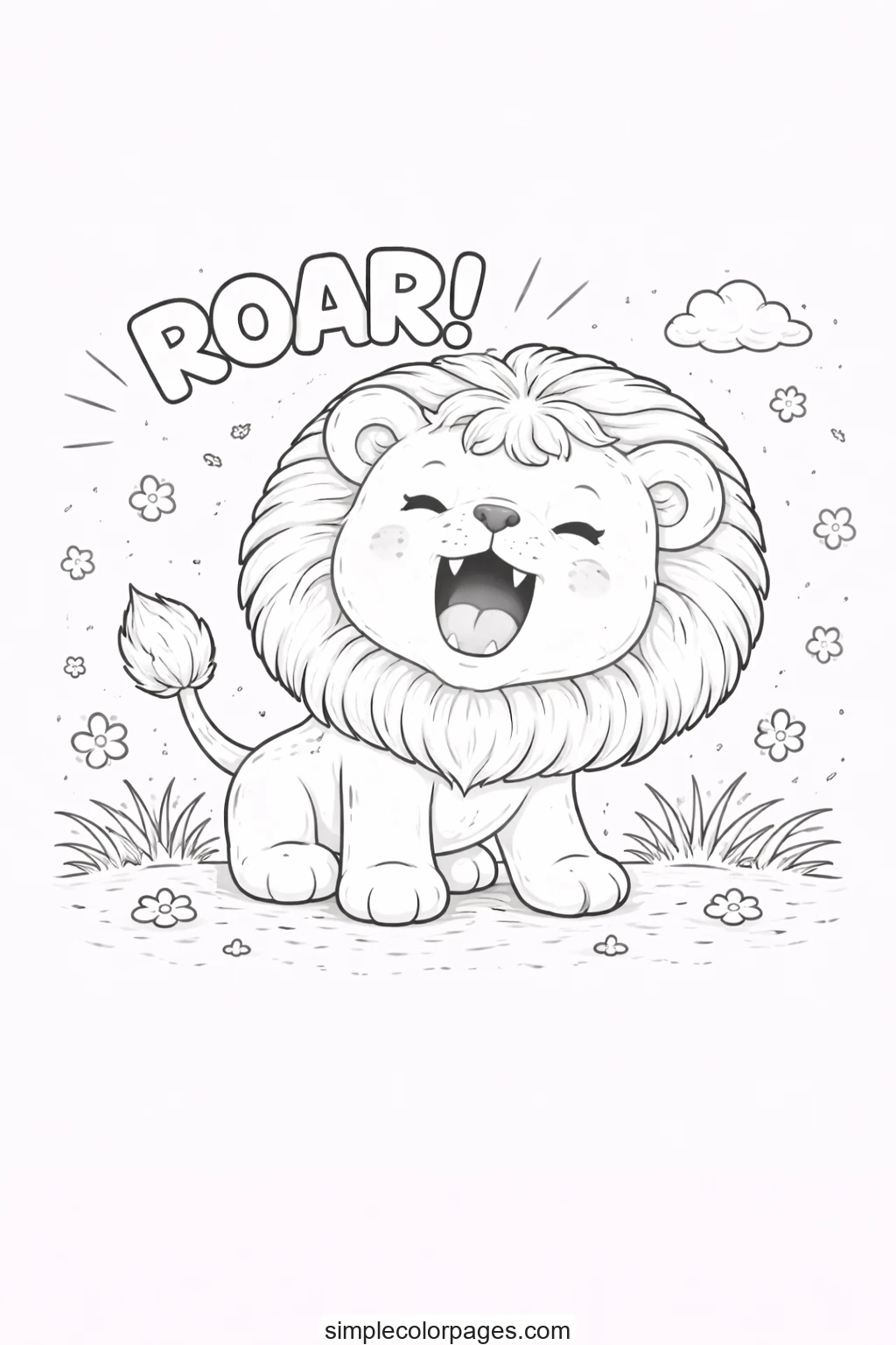 Preview of Lion Roaring Coloring Page