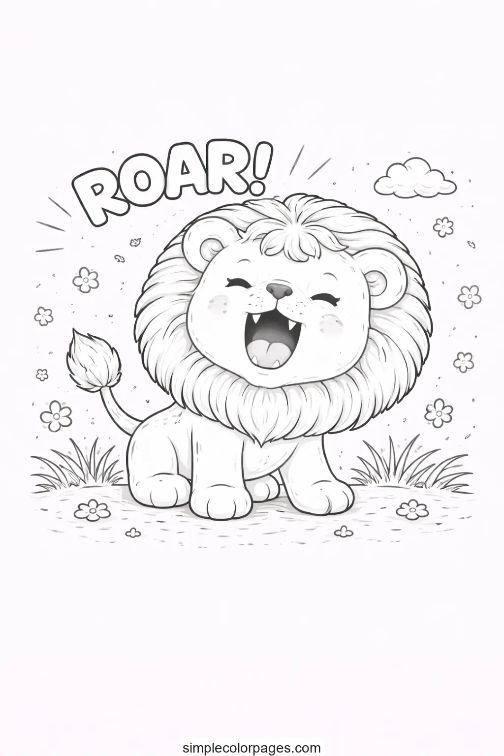 Preview of Lion Roaring Coloring Page