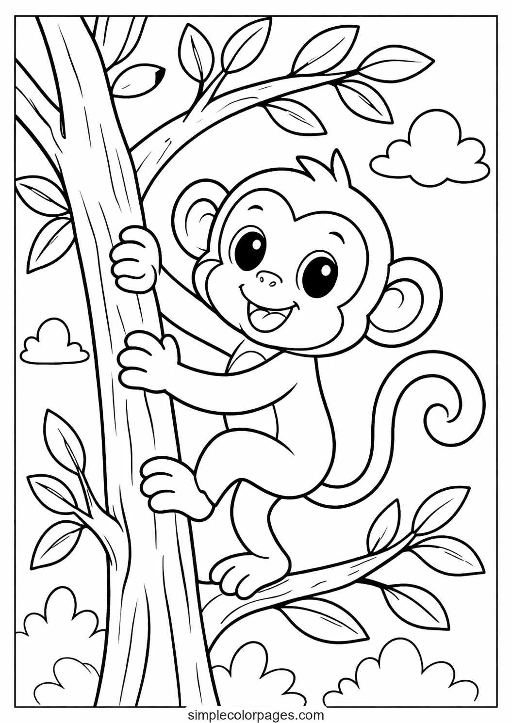Preview of Monkey Climbing Coloring Page