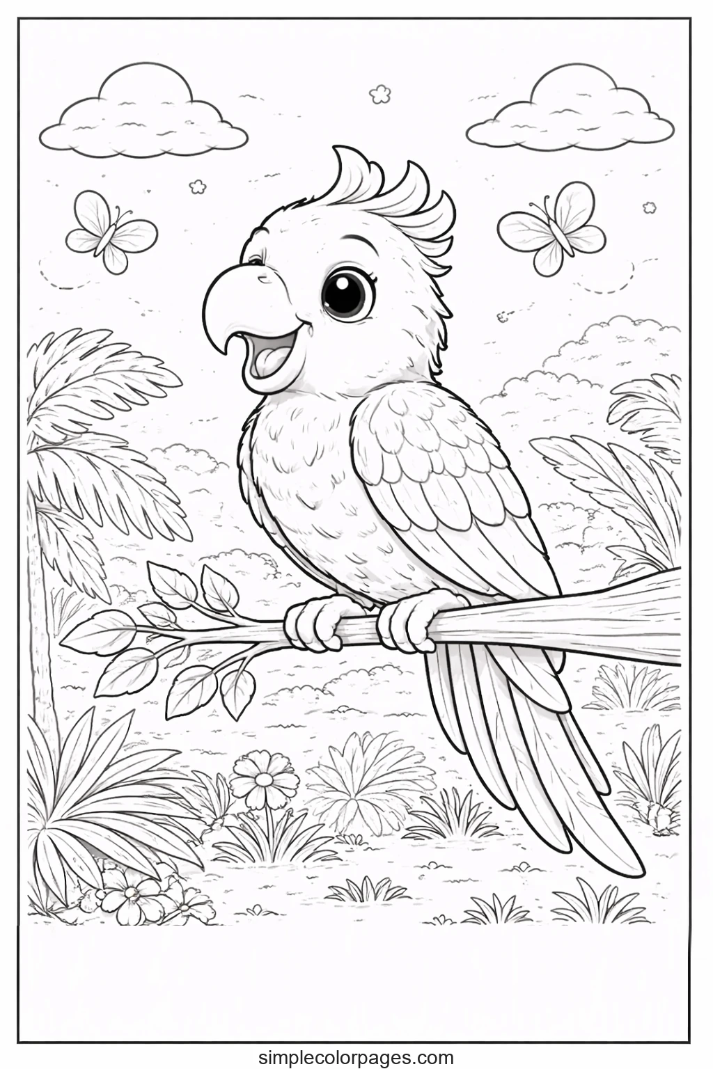 Preview of Talking Parrot Coloring Page