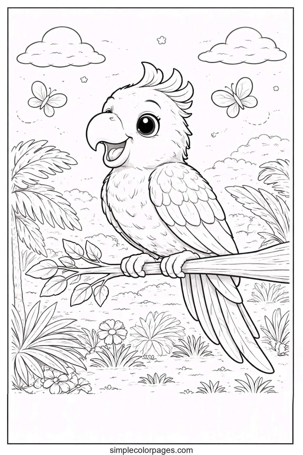 Preview of Talking Parrot Coloring Page