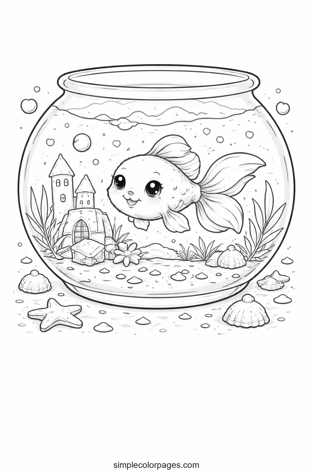 Preview of Pet Fish Coloring Page
