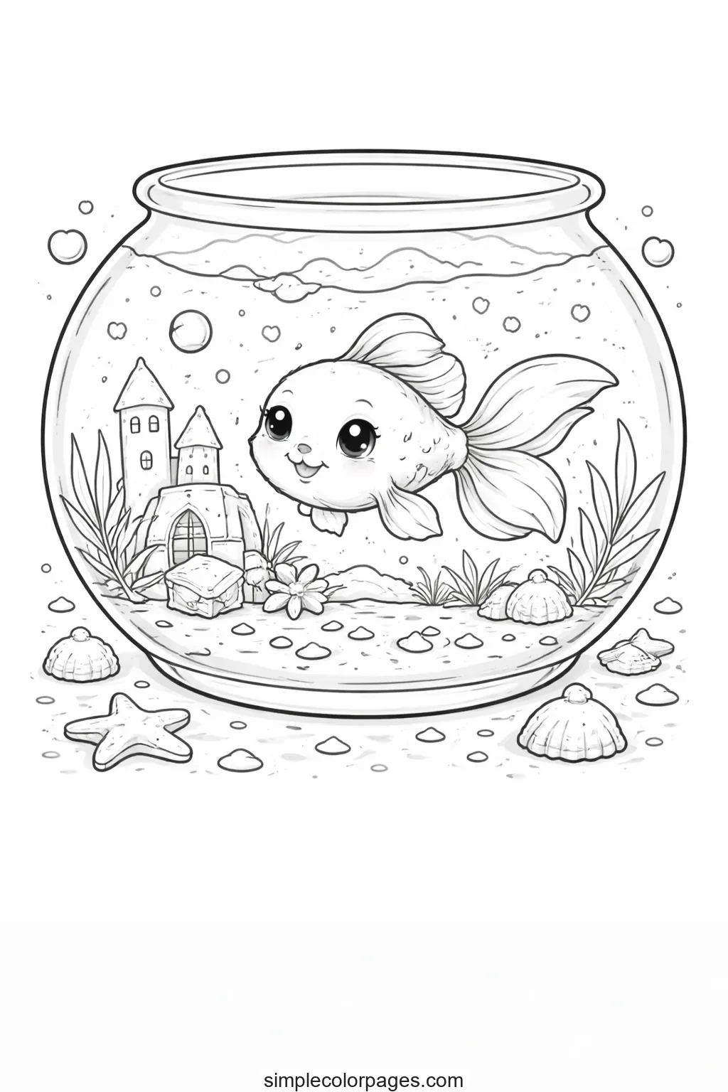 Preview of Pet Fish Coloring Page