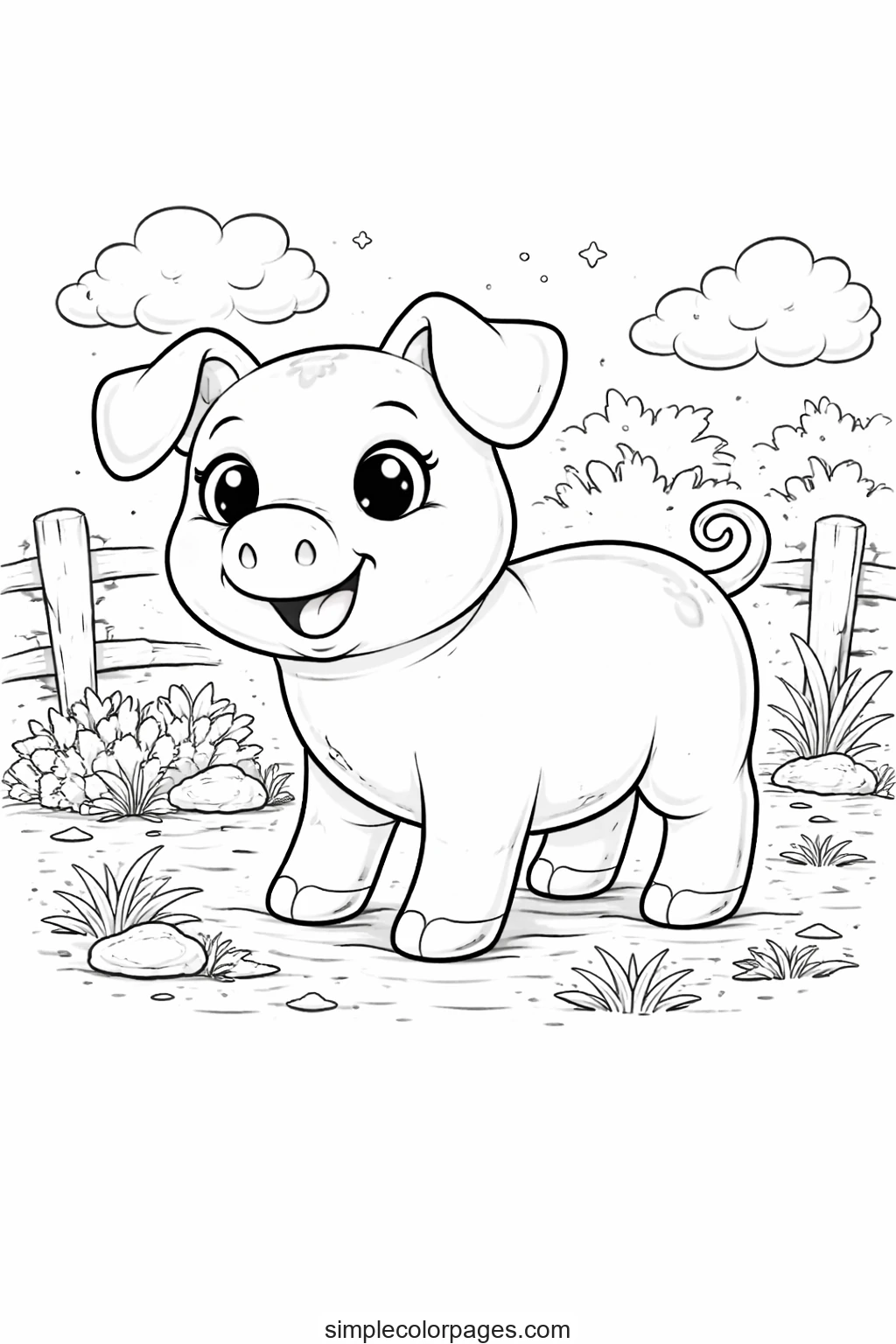 Preview of Pig Coloring Page