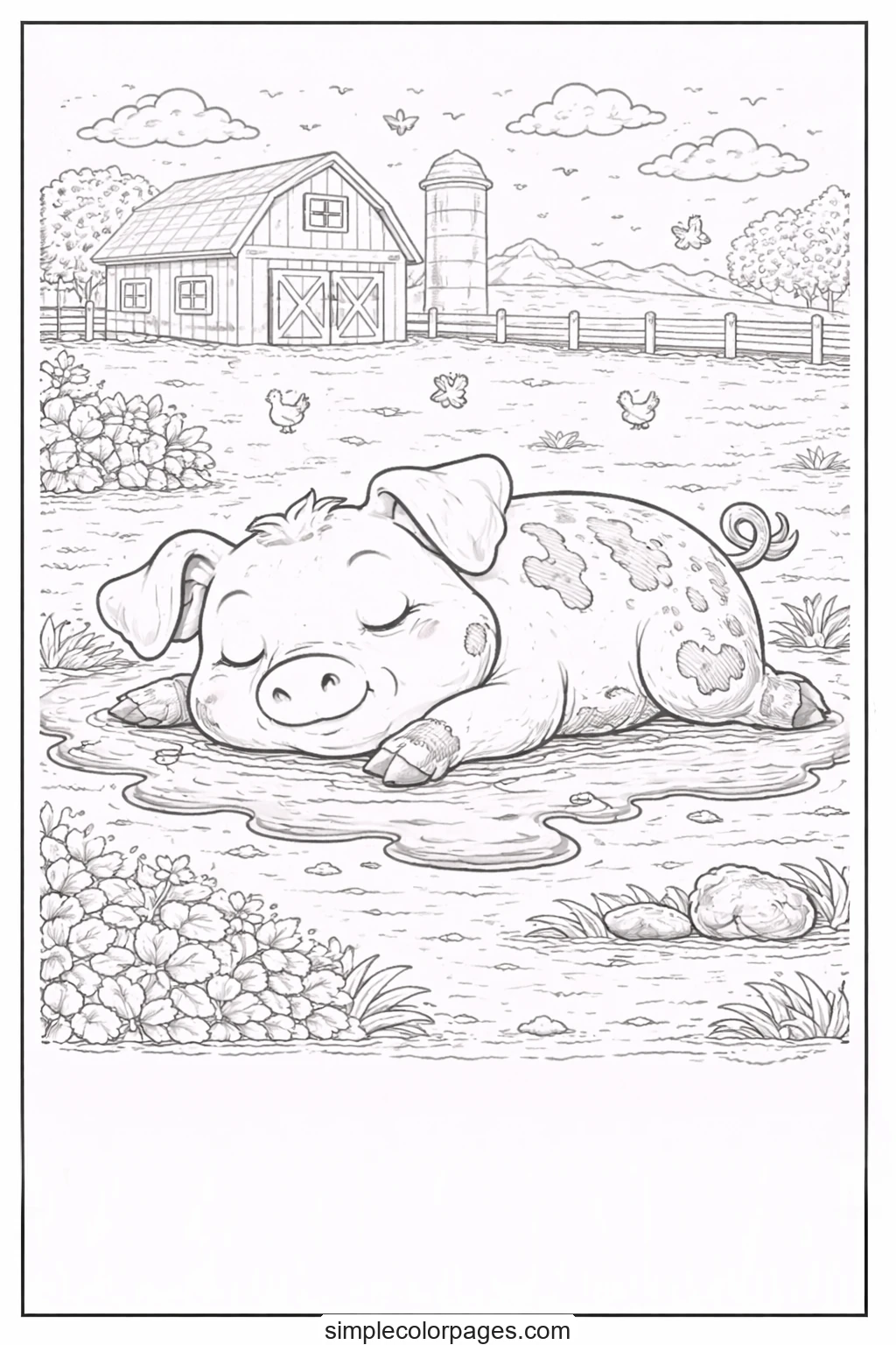 Preview of Sleeping Pig Coloring Page