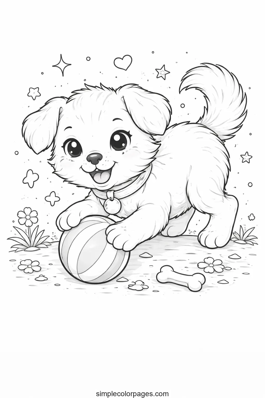 Preview of Playing Puppy Coloring Page