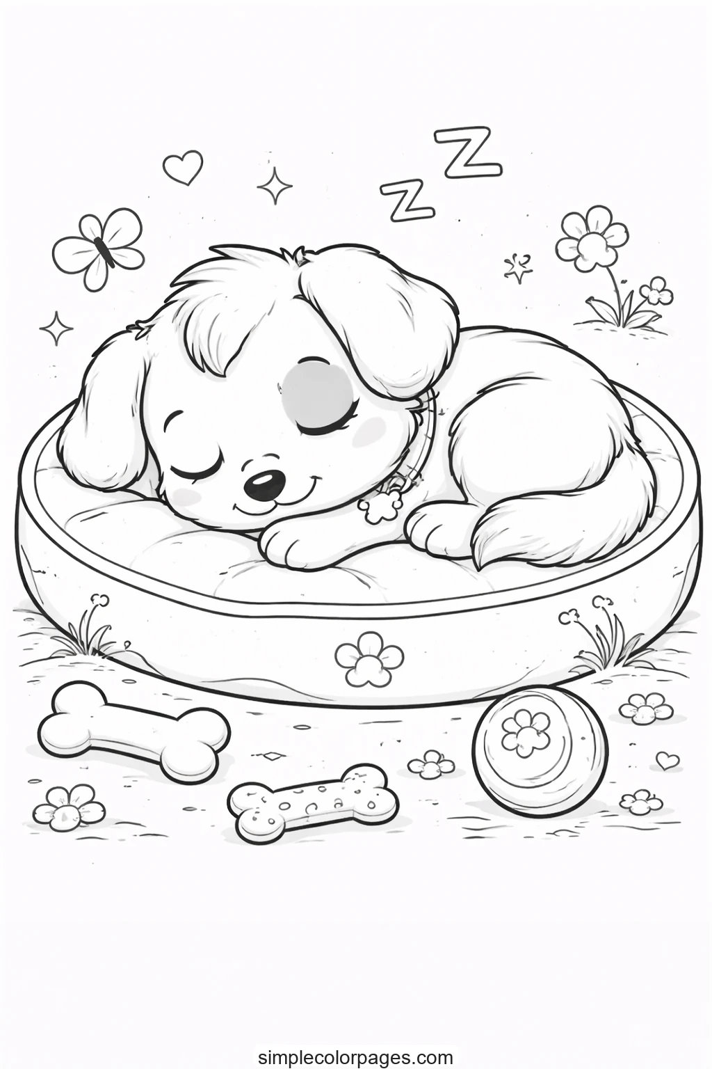 Preview of Sleeping Puppy Coloring Page