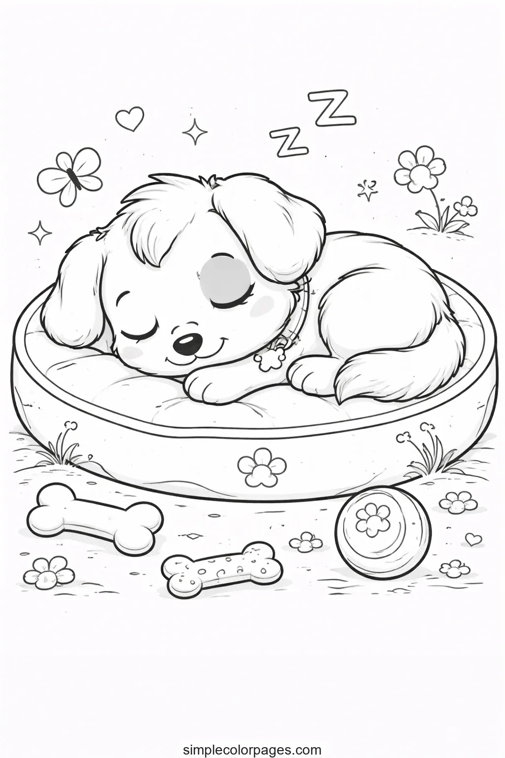 Preview of Sleeping Puppy Coloring Page
