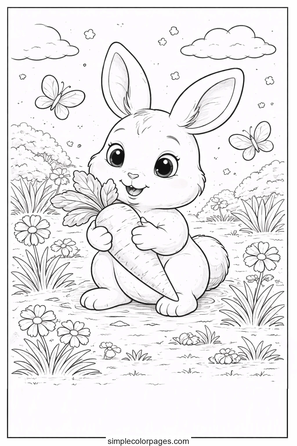 Preview of Rabbit with Carrot Coloring Page