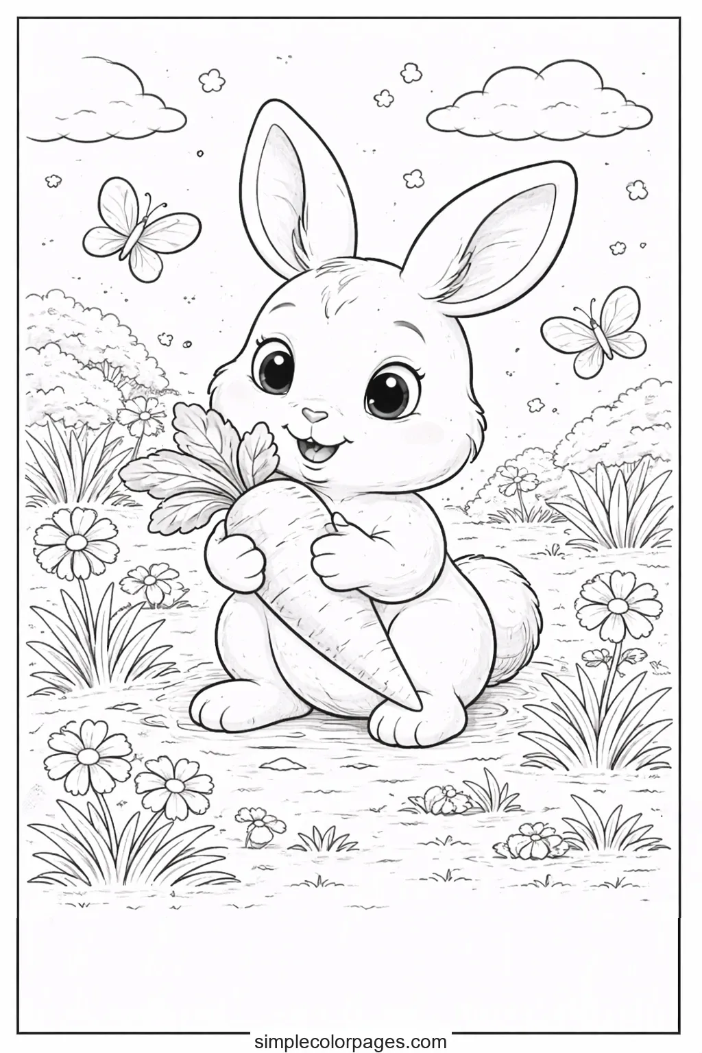 Preview of Rabbit with Carrot Coloring Page