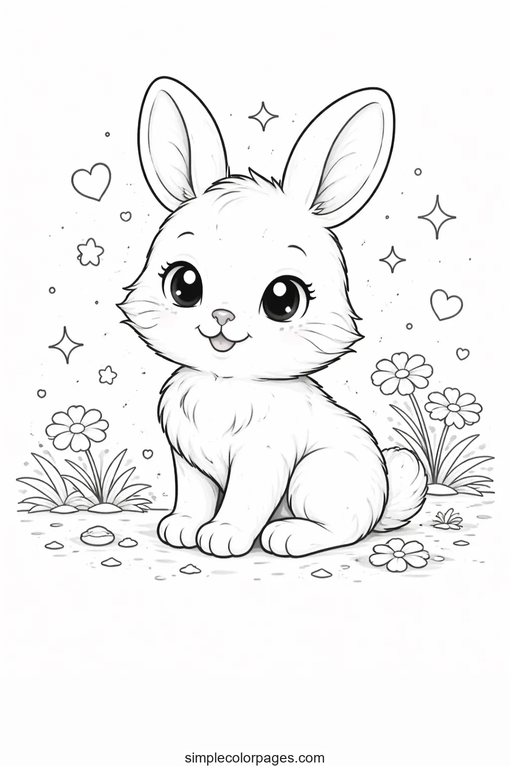 Preview of Cute Rabbit Coloring Page