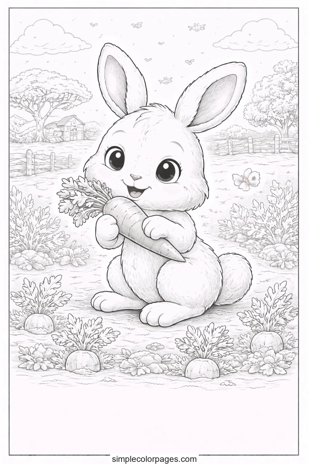 Preview of Rabbit Eating Coloring Page