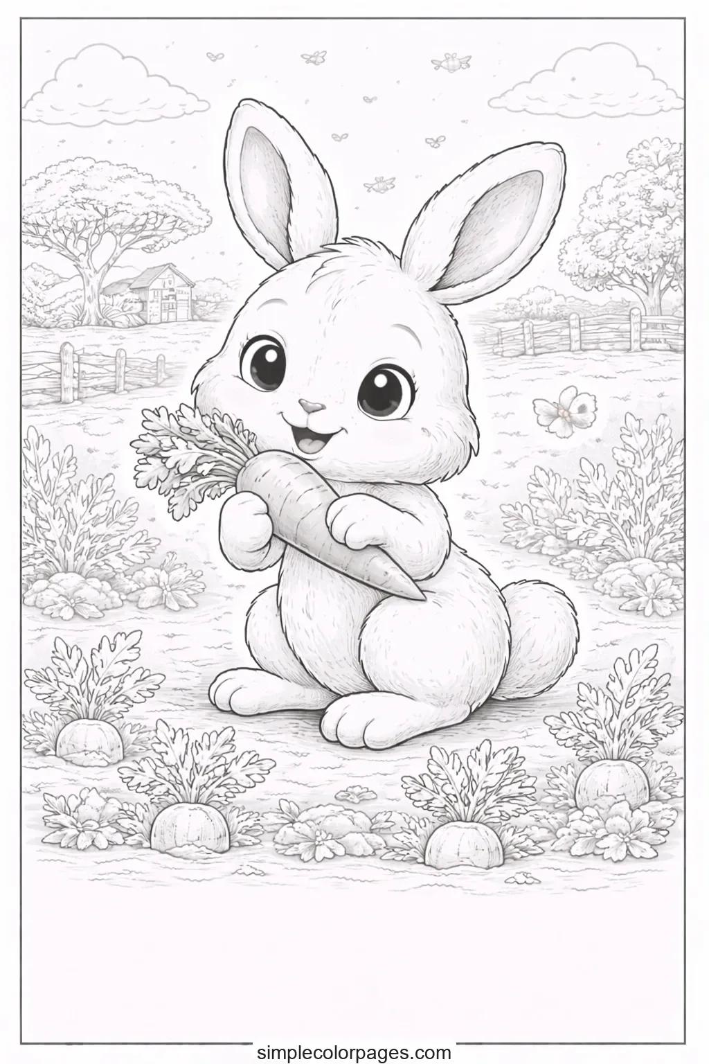 Preview of Rabbit Eating Coloring Page
