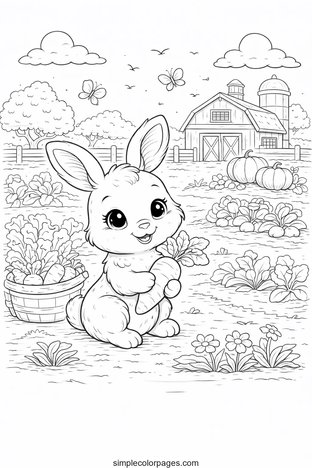 Preview of Rabbit in Garden Coloring Page