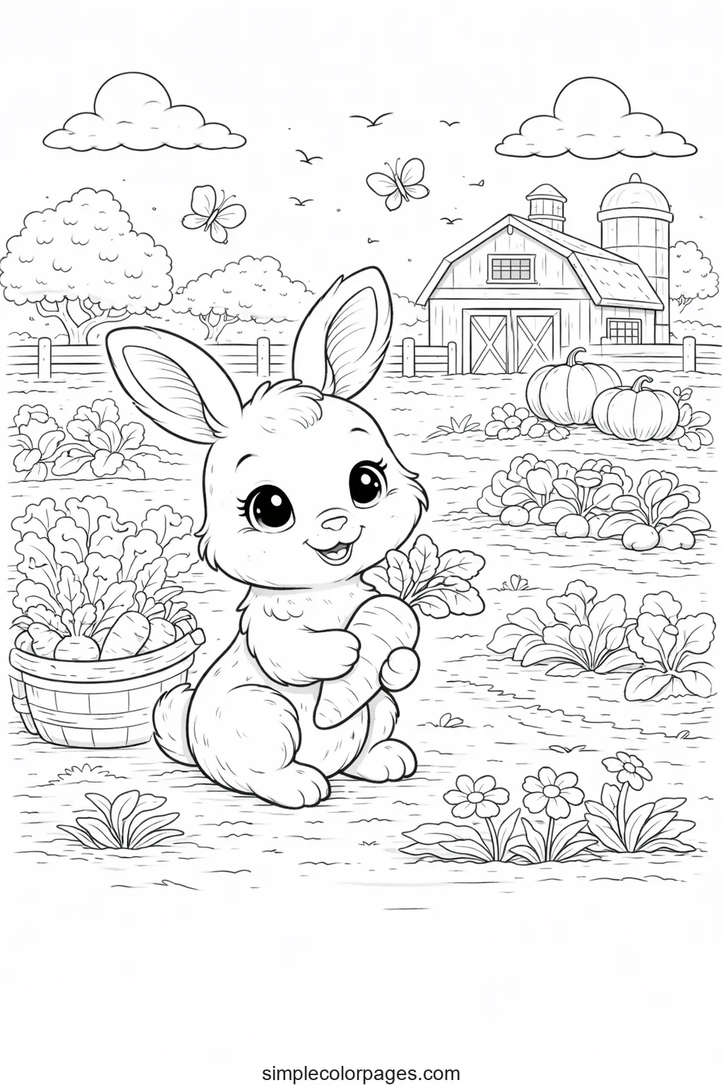Preview of Rabbit in Garden Coloring Page