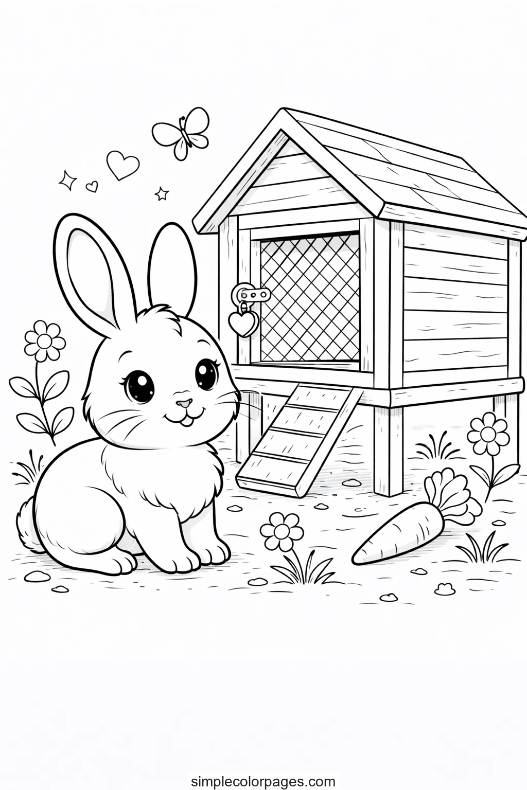 Preview of Rabbit Hutch Coloring Page