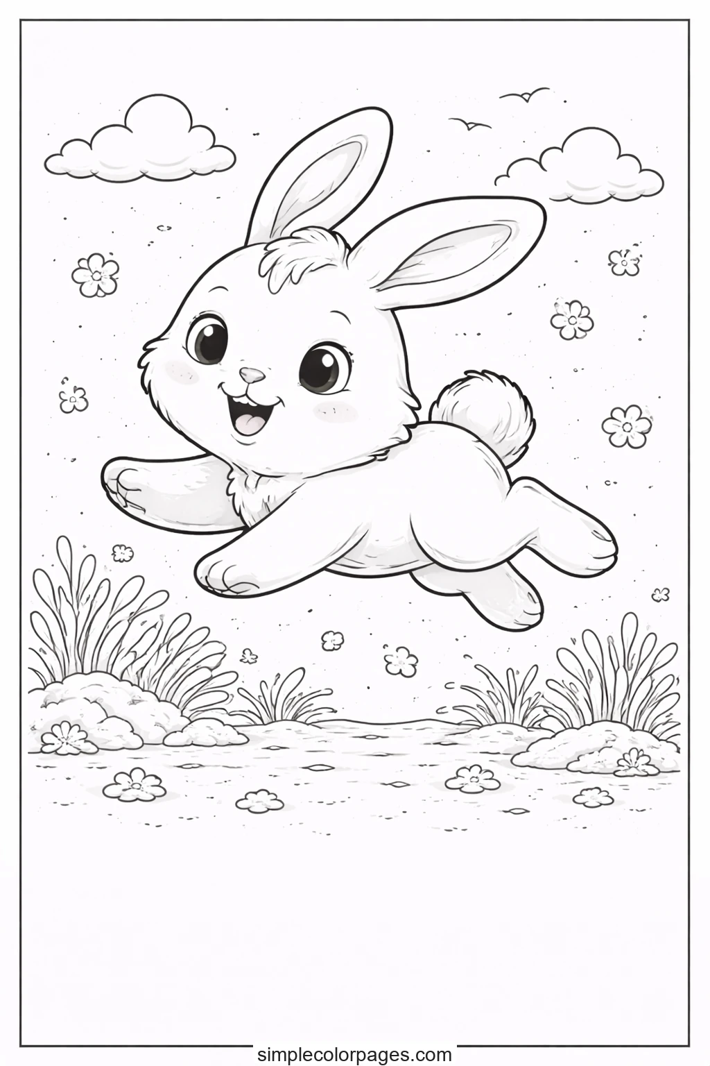 Preview of Rabbit Jumping Coloring Page