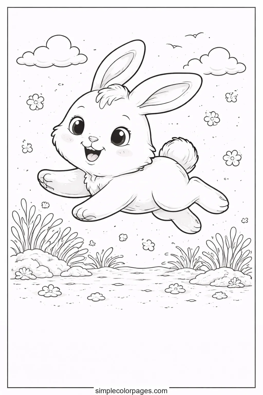 Preview of Rabbit Jumping Coloring Page
