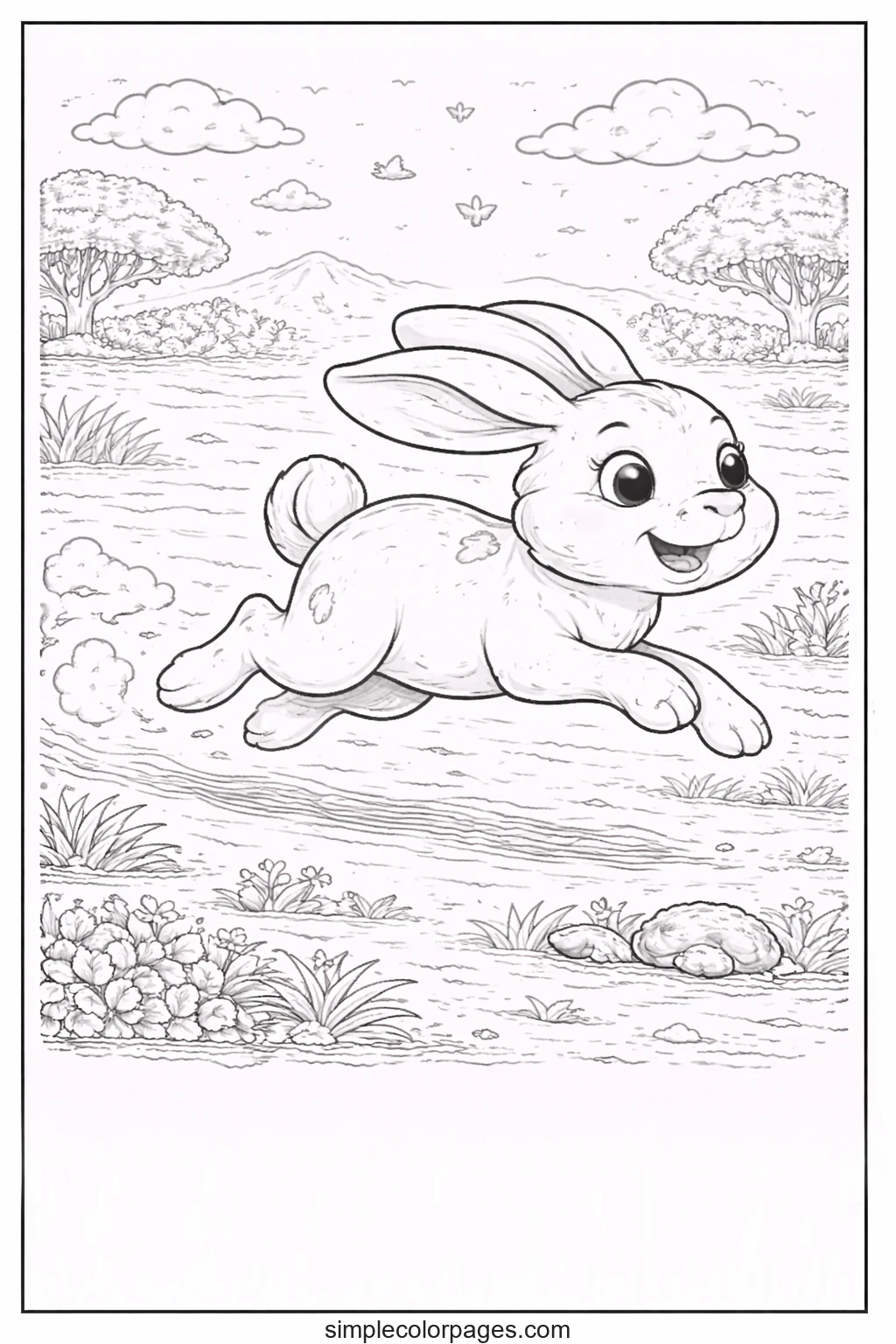 Preview of Running Rabbit Coloring Page