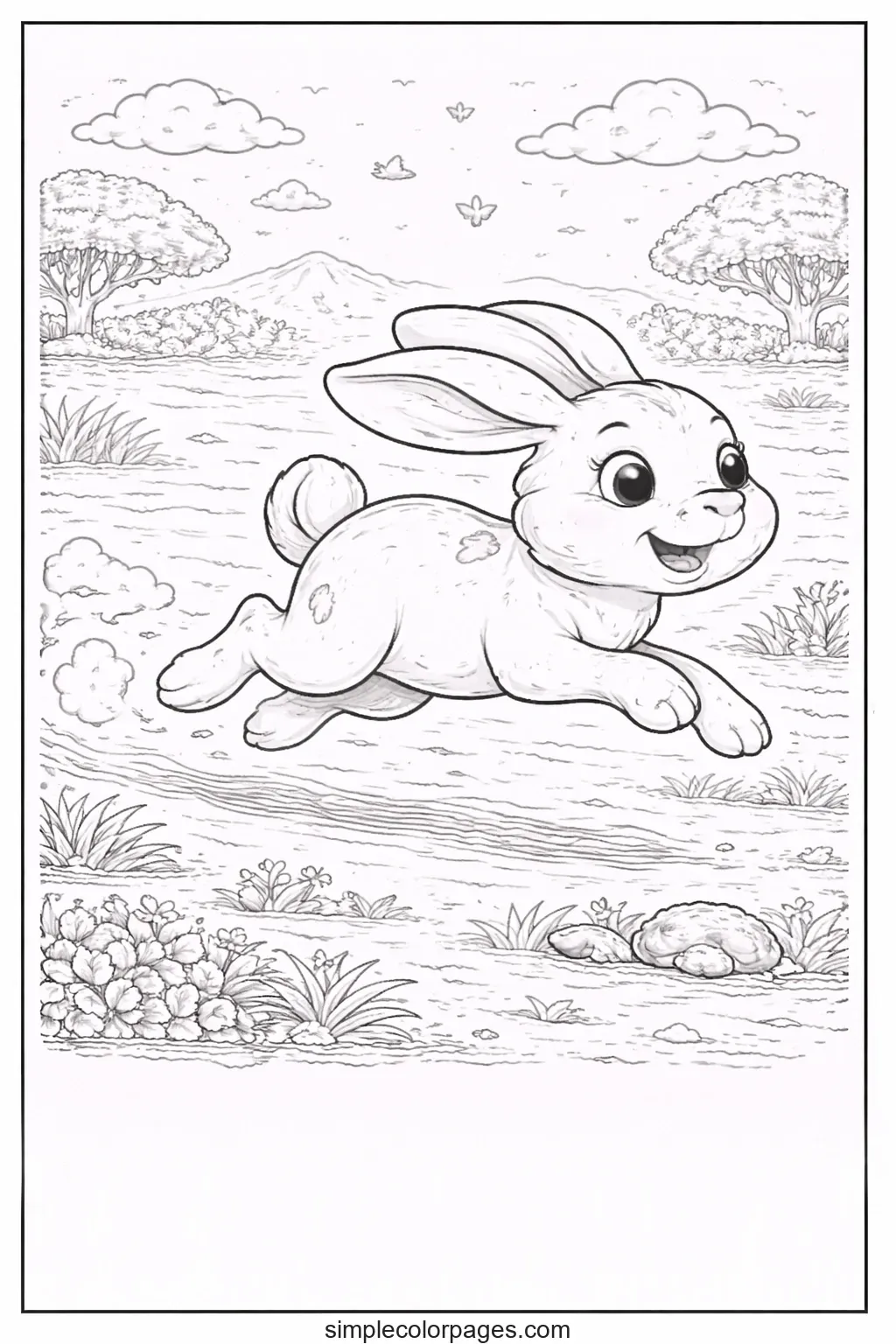 Preview of Running Rabbit Coloring Page