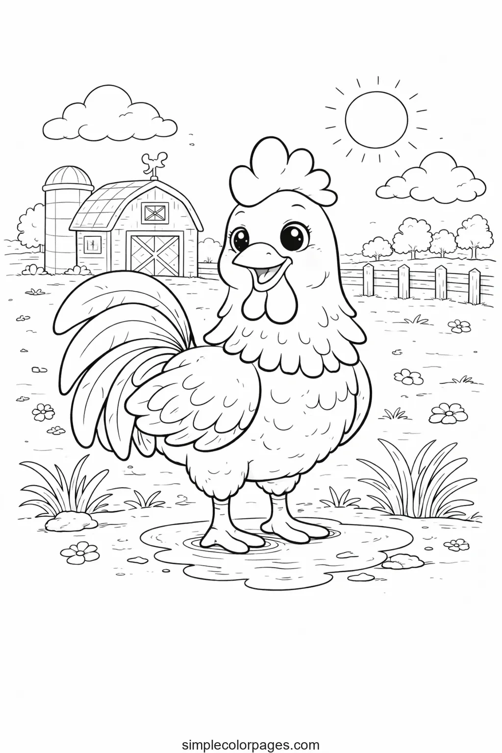 Preview of Rooster Coloring Page