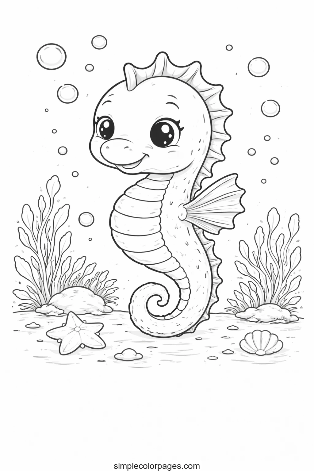 Preview of Seahorse Coloring Page