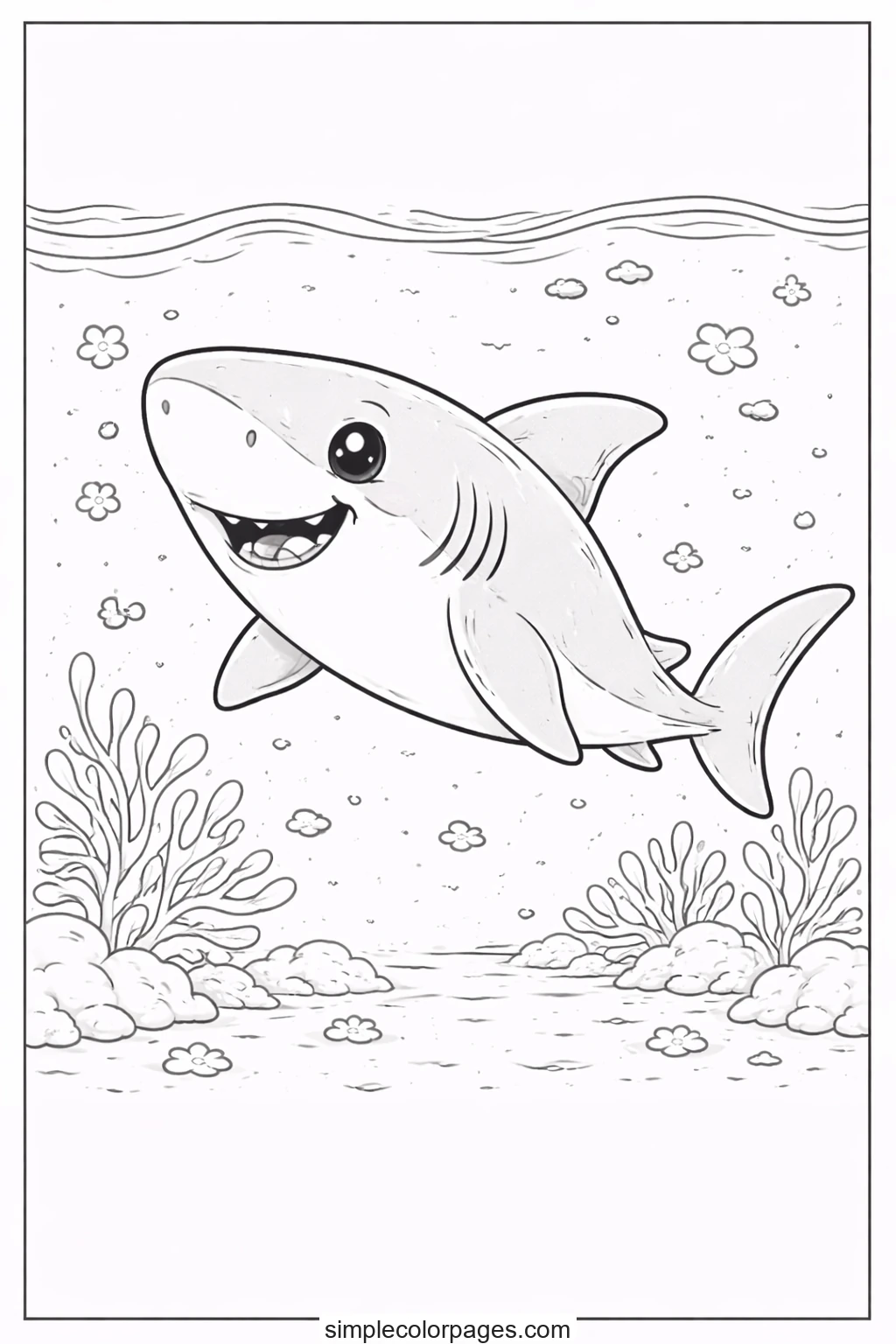 Preview of Shark Swimming Coloring Page