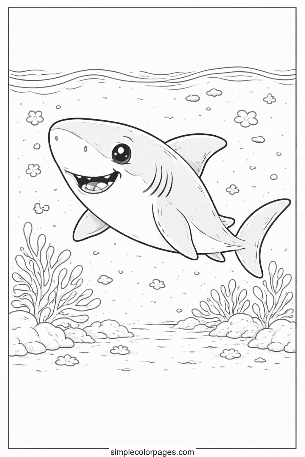 Preview of Shark Swimming Coloring Page