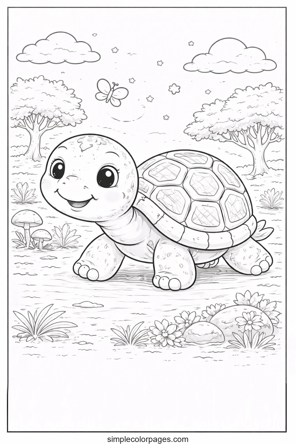 Preview of Turtle Walking Coloring Page