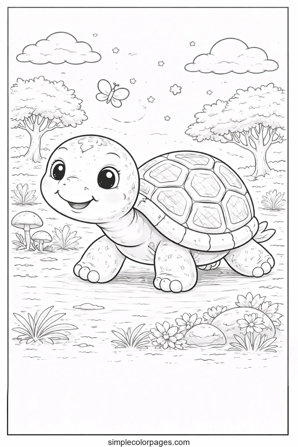 Preview of Turtle Walking Coloring Page