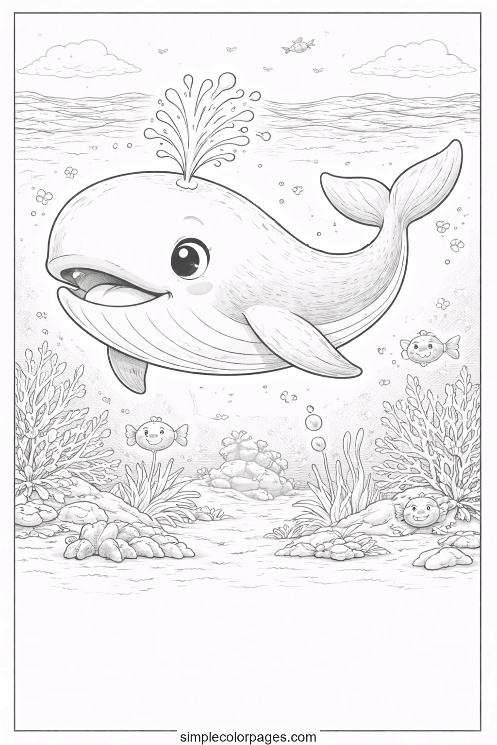 Preview of Big Whale Coloring Page