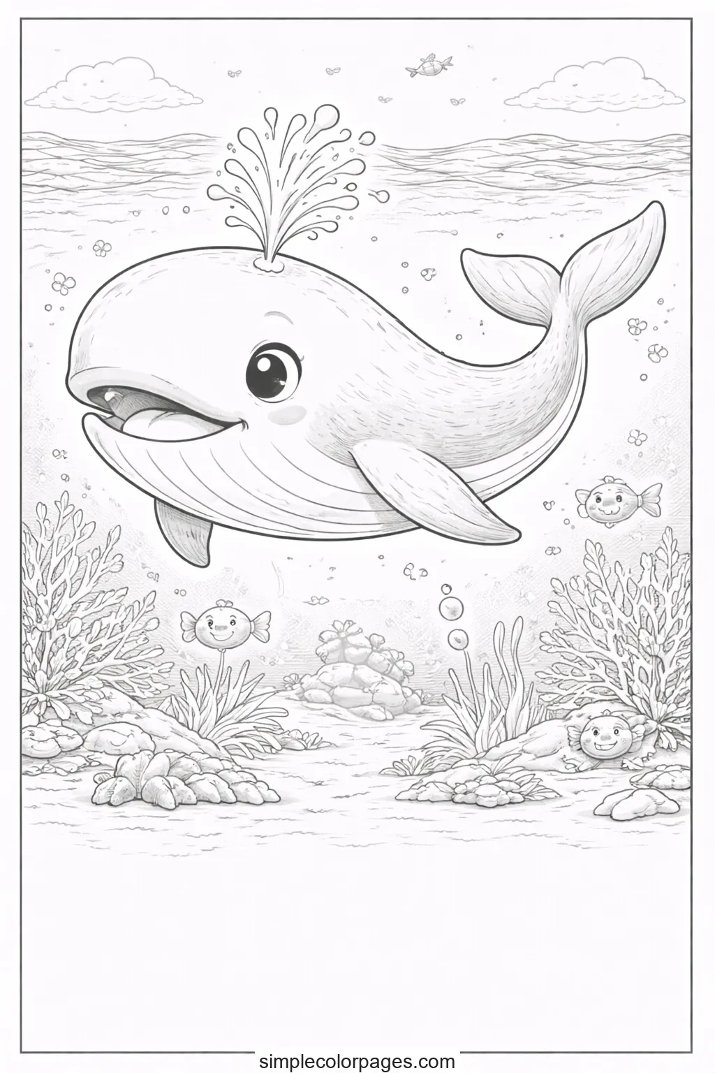 Preview of Big Whale Coloring Page
