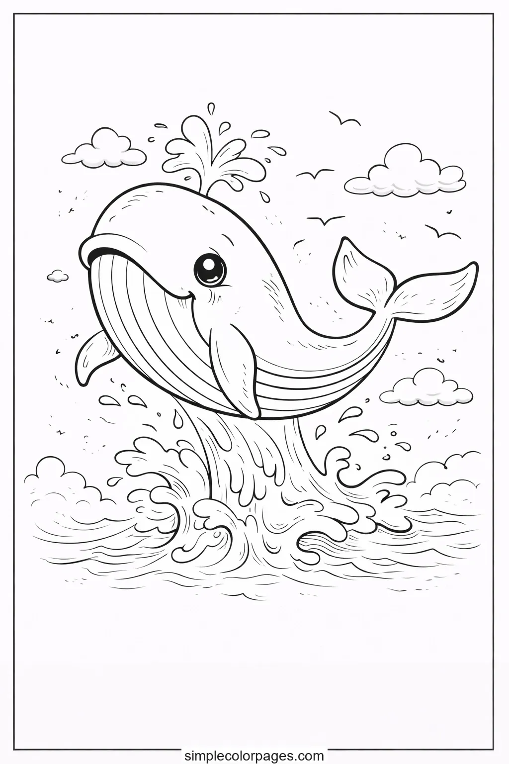 Preview of Whale Jumping Coloring Page