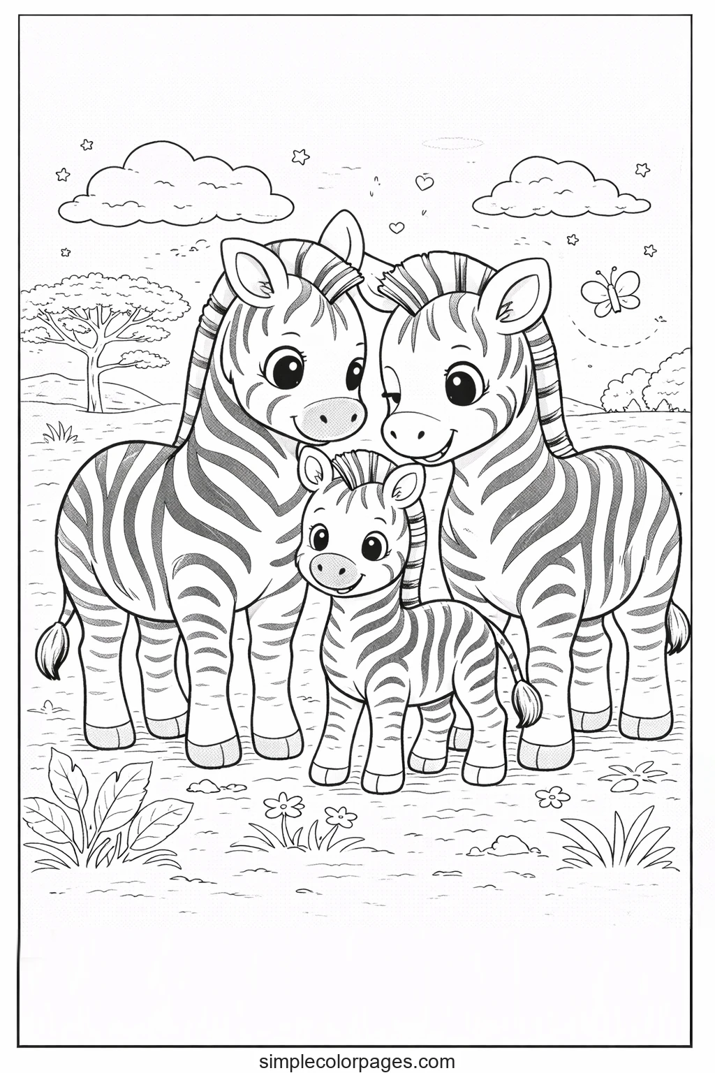 Preview of Zebra Herd Coloring Page