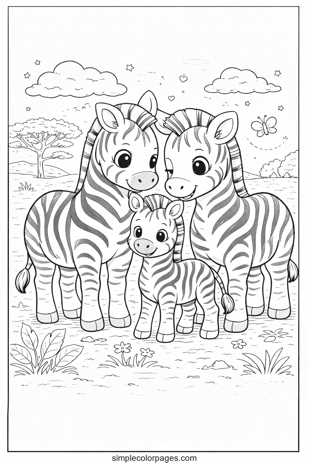 Preview of Zebra Herd Coloring Page