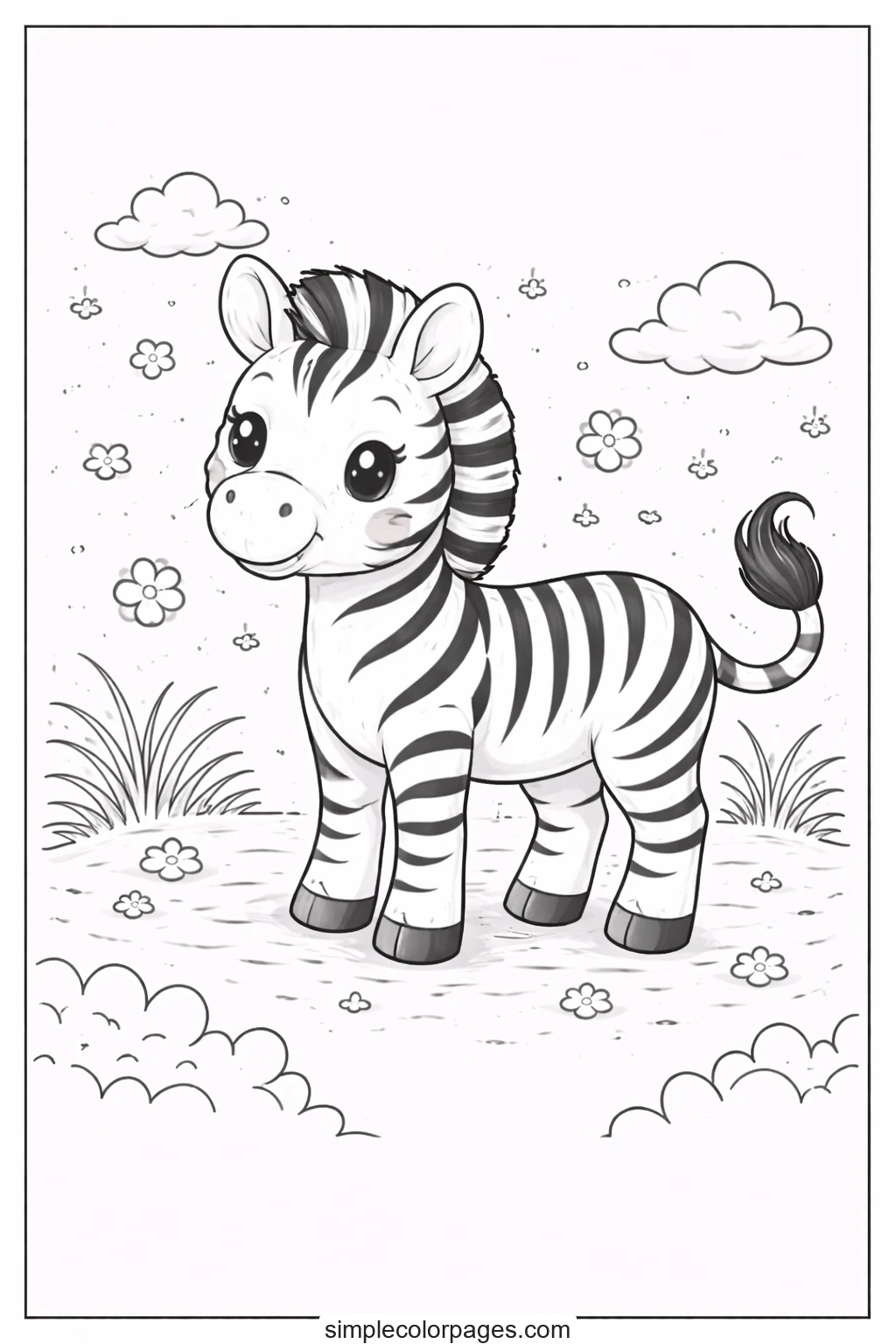 Preview of Zebra Standing Coloring Page