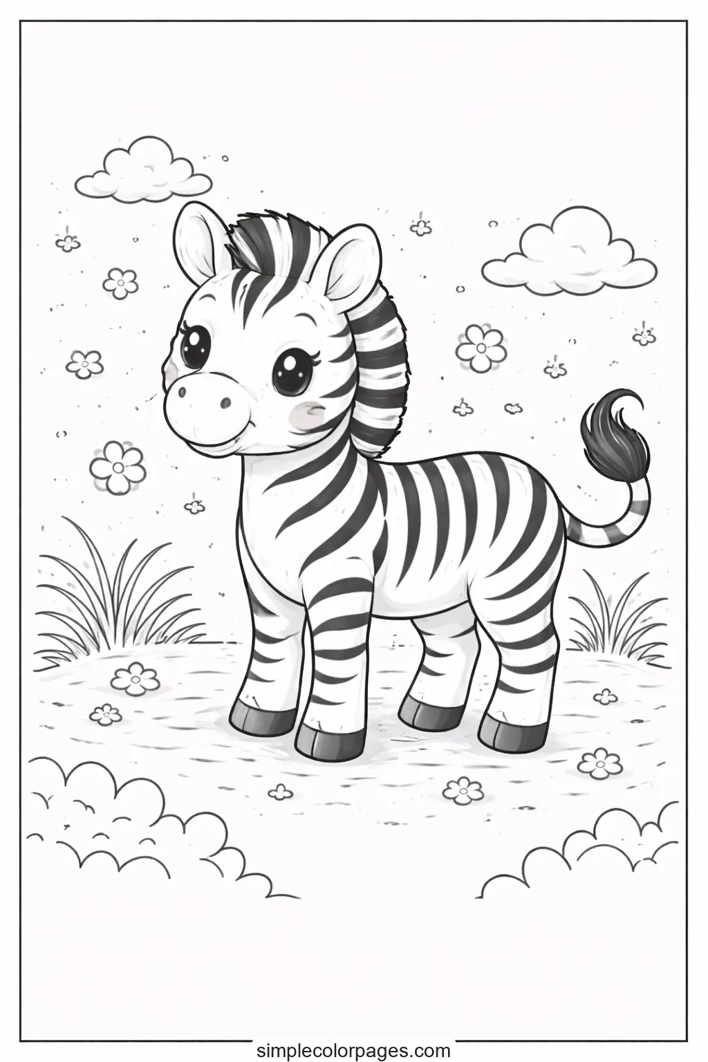 Preview of Zebra Standing Coloring Page