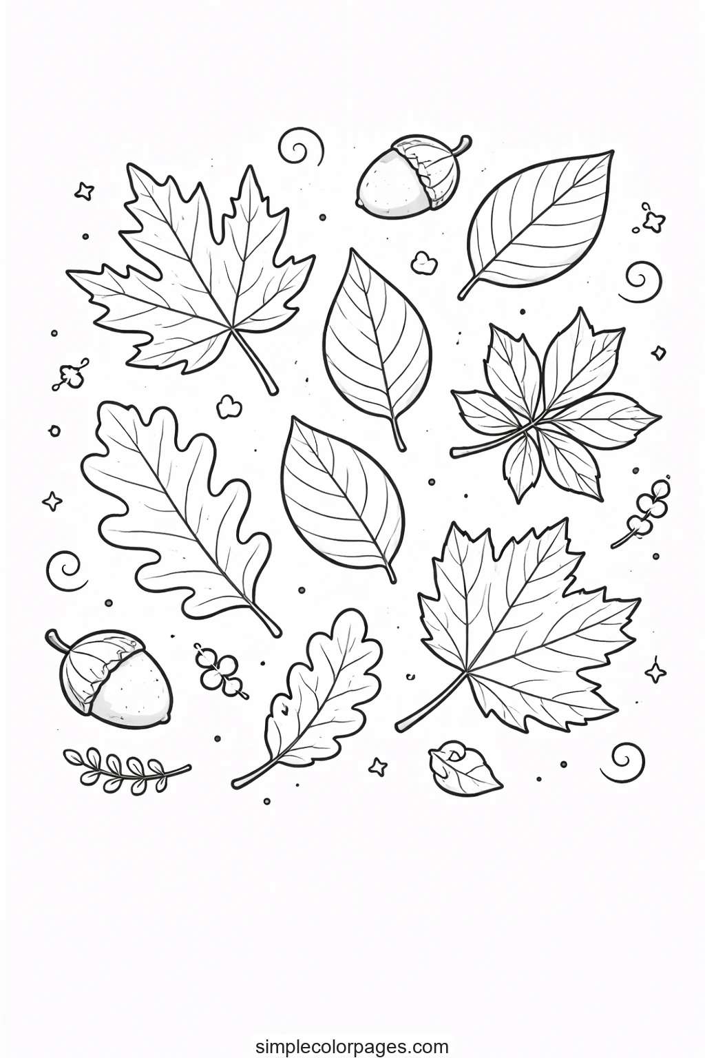 Preview of Autumn Leaves Coloring Page