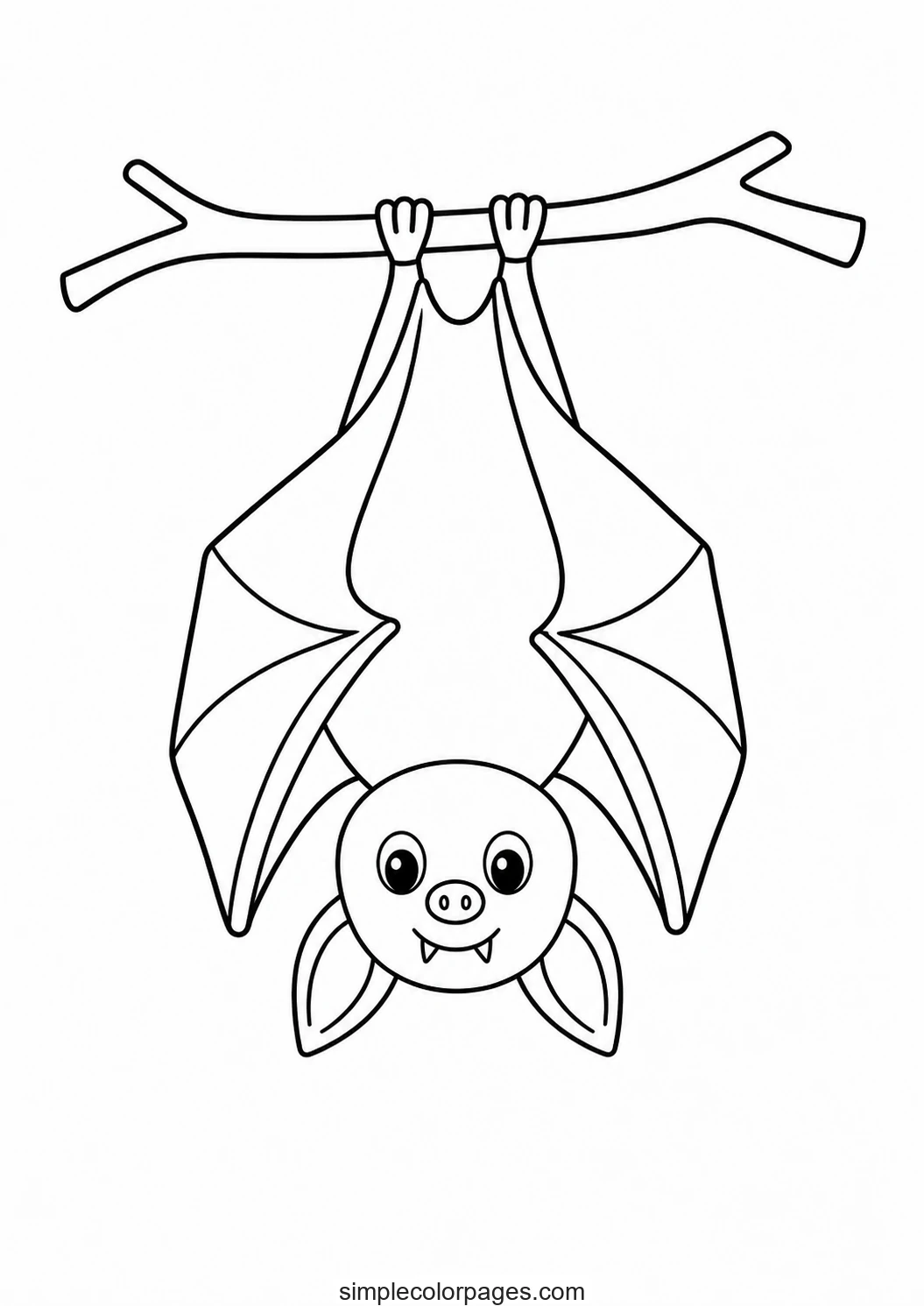 Preview of Bat Hanging Upside Down Coloring Page